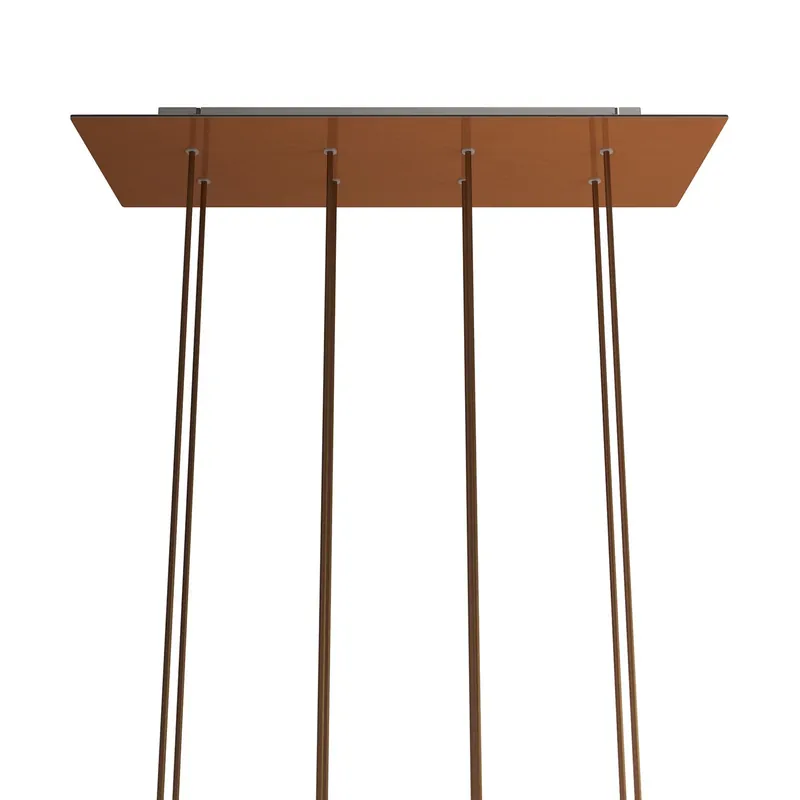 Prezzo Scontato XXL Rose-One rectangular ceiling canopy with 8 holes and 6 side holes, size 675 x 225 mm - Satin Copper Dibond