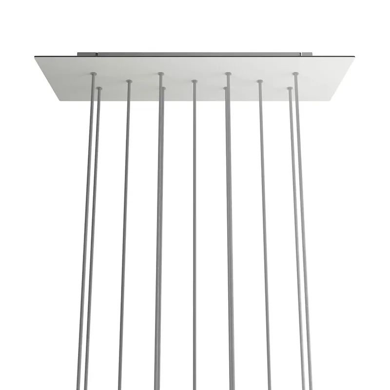 XXL Rose-One rectangular ceiling canopy with 11 holes and 6 side holes, size 675 x 225 mm - Matte White Dibond Miglior Prezzo