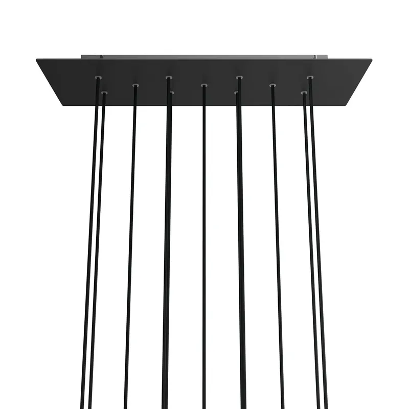 Più Venduto XXL Ceiling canopy Rose-One rectangular with 11 holes and 6 side holes, size 675 x 225 mm - Matte black Dibond