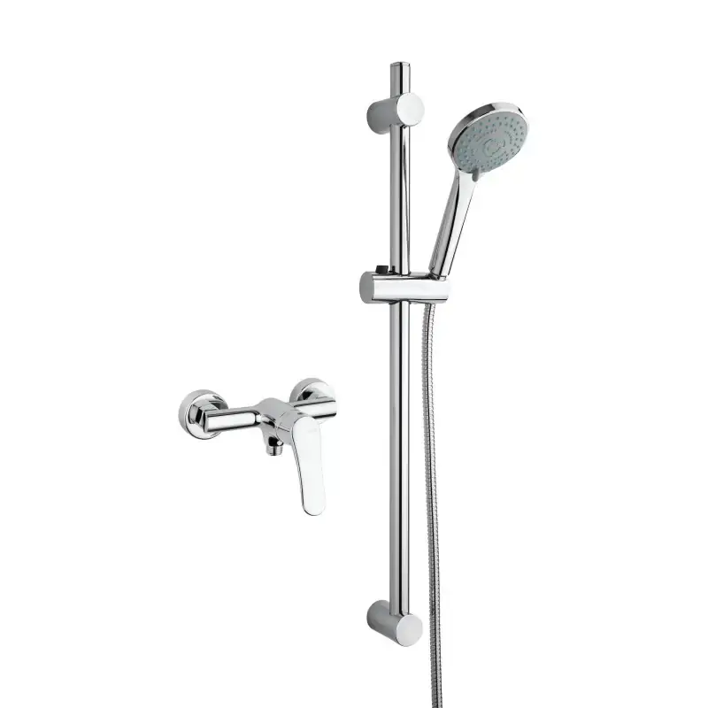 Set de robinetterie pour cabine de douche avec mitigeur extérieur et rail coulissant Piralla Attila KITATTILA3CR Reso Gratuito