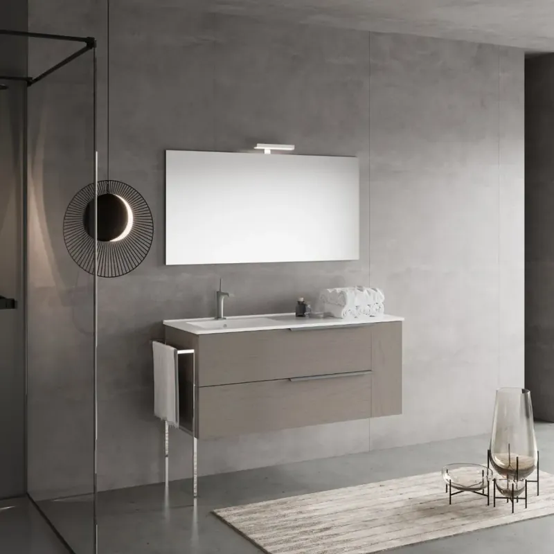 Sconto Mobile bagno con lavabo sinistra 120cm grigio frassinato effetto legno New york
