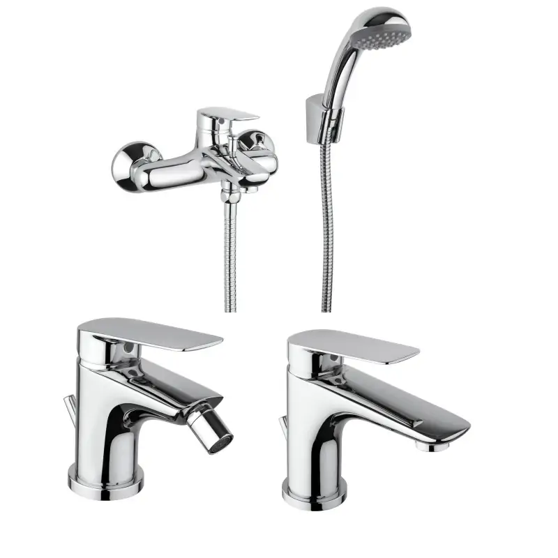 Pack de robinetterie de salle de bain complet avec mitigeur de bidet, lavabo et baignoire Piralla Lago KITLAGO5CR Più Venduto