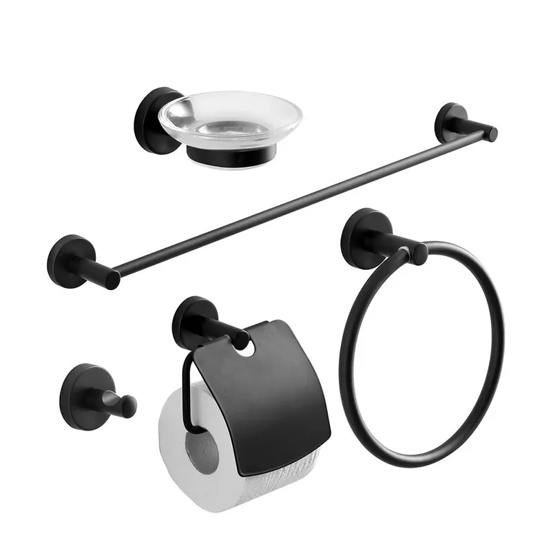 Compra Online Set di 5 accessori bagno a muro nero opaco Necessary