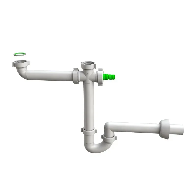 Sifone lavello doppia entrata con scarico elettrodomestico laterale Space cross 2 Quantità Limitata