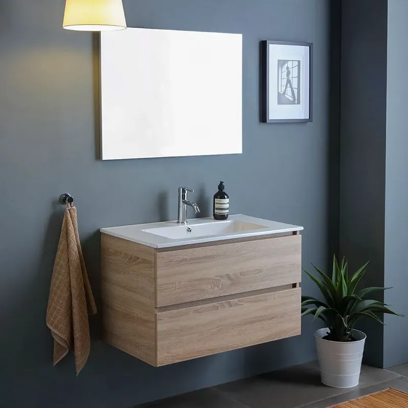 Ultimissimo Modello Mobile bagno sospeso da 80cm con due cassetti in rovere Berlin