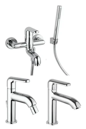 Ensemble complet de robinetterie de salle de bain de couleur chrome Piralla Last KITLAST6CR Economico