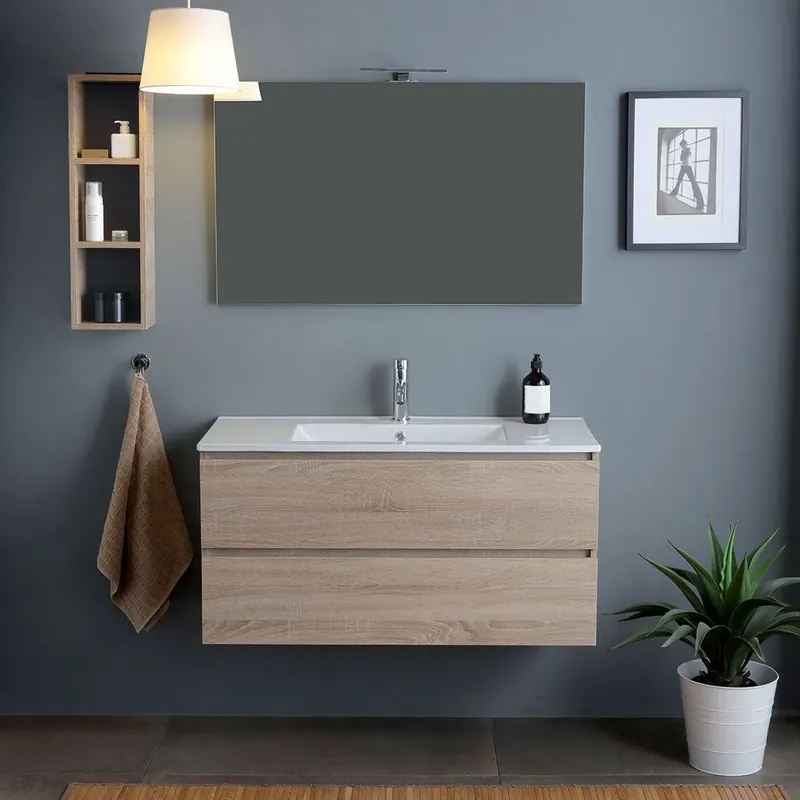 Nuovo Arrivo Mobile bagno con lavabo 120cm con cassetti rovere Berlin