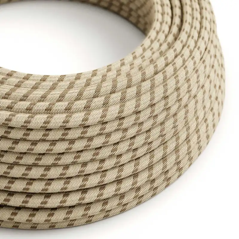 Cloth Covered Wire - Natural & Brown Linen Stripe RD53 - UL Listed Occasione Imperdibile