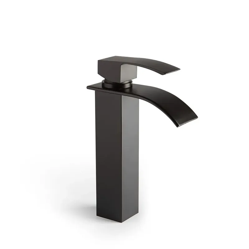 Popolare Rubinetto alto a cascata per lavabo nero opaco Nardis