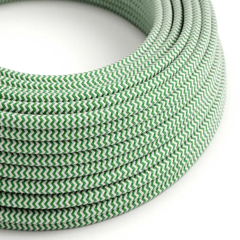 Novità Cloth-Covered Wire - Green & White Chevron RZ06 - UL Listed