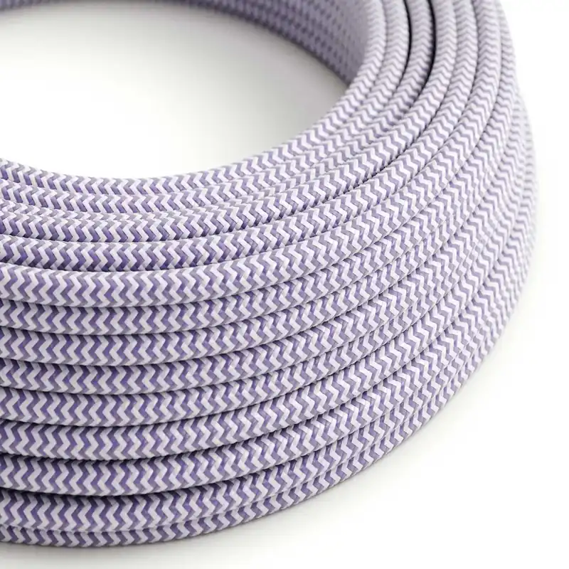 Prezzo Basso Cloth Covered Wire - Lilac & White Chevron RZ07 - UL Listed