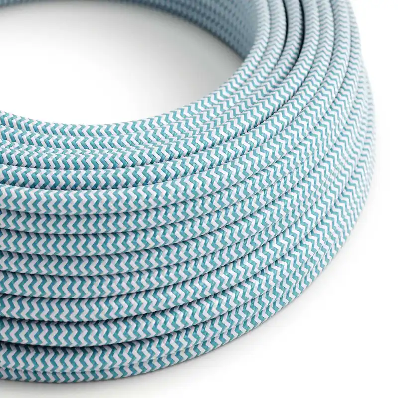 Cloth Covered Wire - Light Blue & White Chevron RZ11 - UL Listed Reso Gratuito