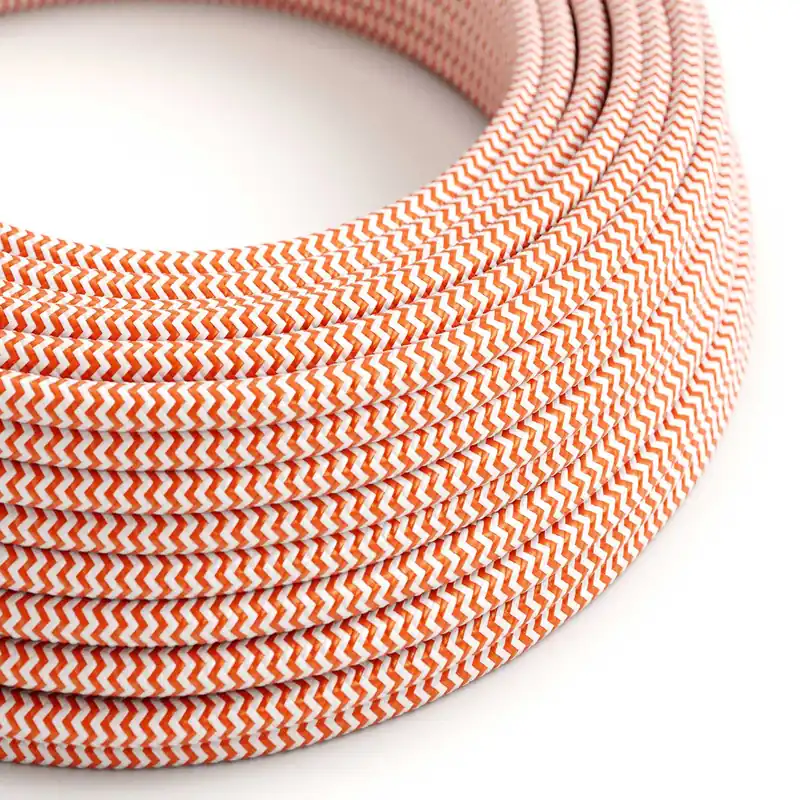 Bestseller Cloth Covered Wire - Orange & White Chevron RZ15 - UL Listed