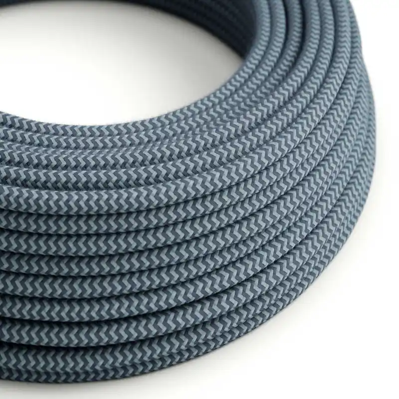 Cloth Covered Wire - Blue Cotton Chevron RZ25 - UL Listed Saldi
