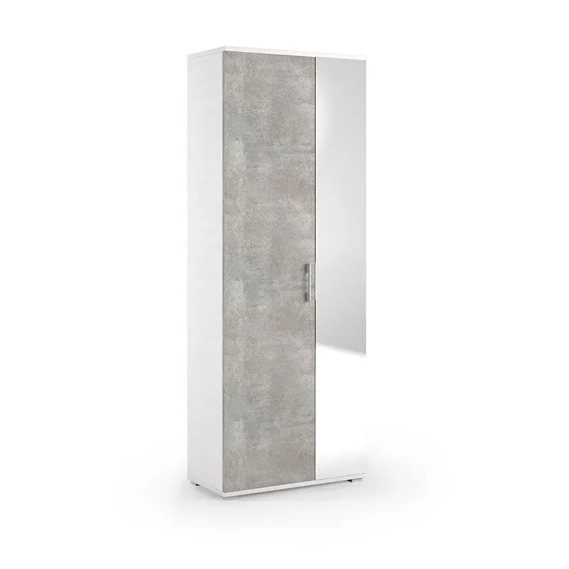 Compra Online Scarpiera multiuso per il bagno bianco e cemento con specchiera