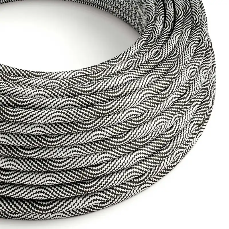 Occasione Round electric Vertigo HD cable covered with Optical Black and Silver fabric ERM64