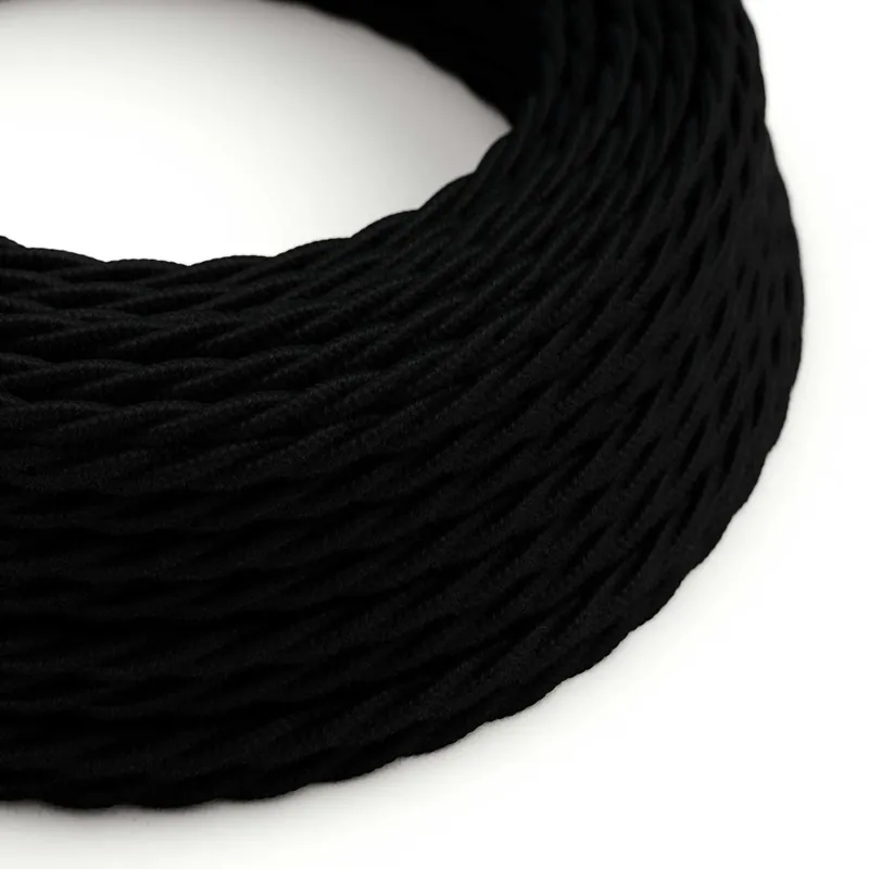 Black Cotton Covered Twisted Electric Cable - TC04 Offerta Del Giorno