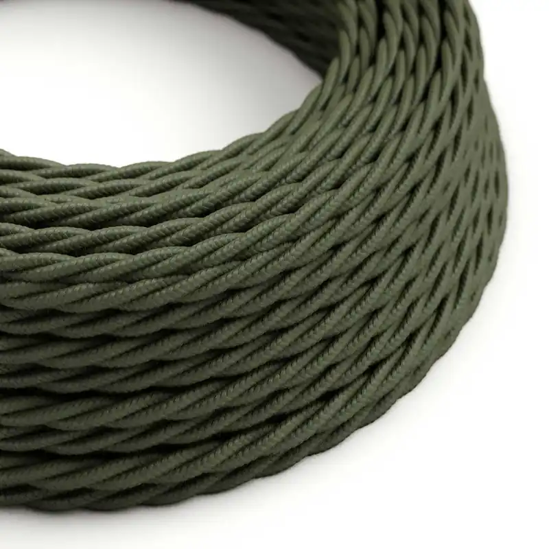 Professionale Gray Green Cotton Covered Twisted Electric Cable - TC63