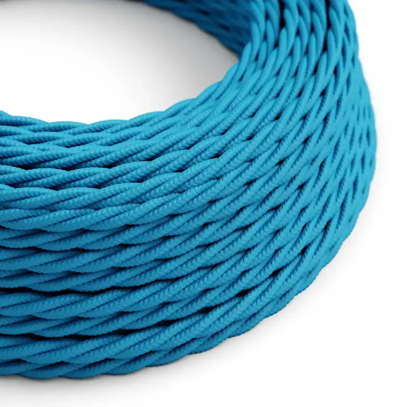 Light Blue Rayon covered twisted electric cable - TM11 Promozione Esclusiva