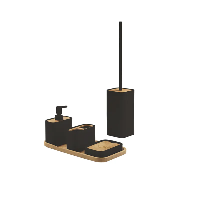 Vendita Finale Set accessori bagno 5 pz. Nero in bambu‘ Alisso
