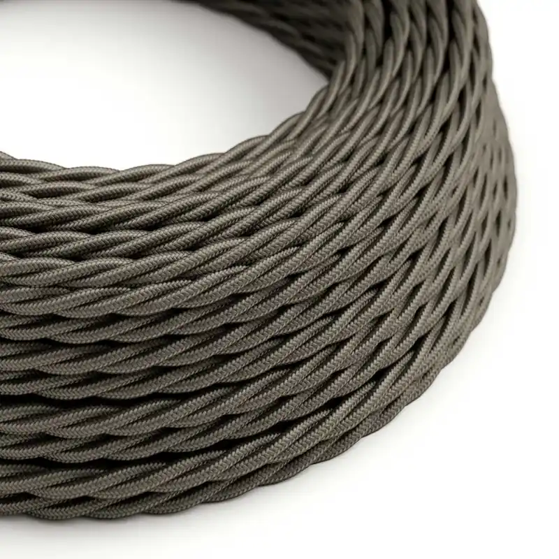 Dark Gray rayon-covered twisted electrical cable - TM26 Reso Gratuito