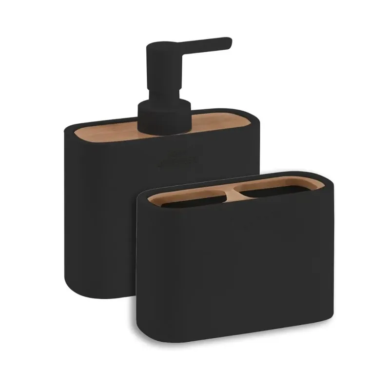 Di Tendenza Set accessori bagno 2 pz. Nero in resina e bambu‘ Alisso
