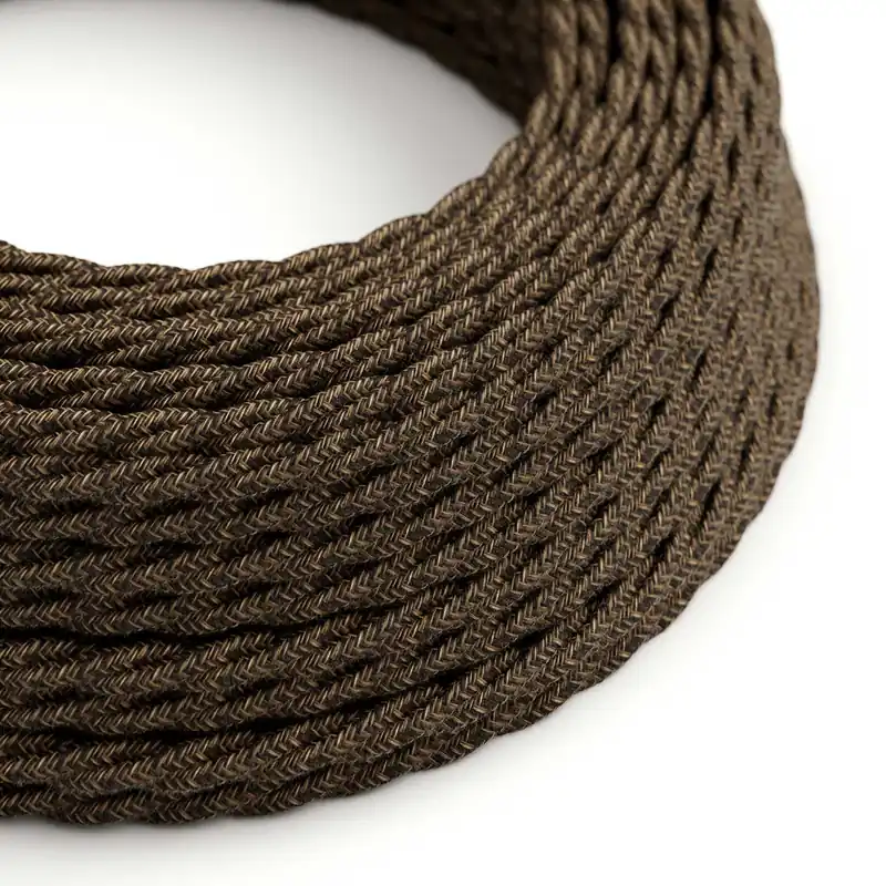 Brown Linen covered twisted electric cable - TN04 Miglior Prezzo