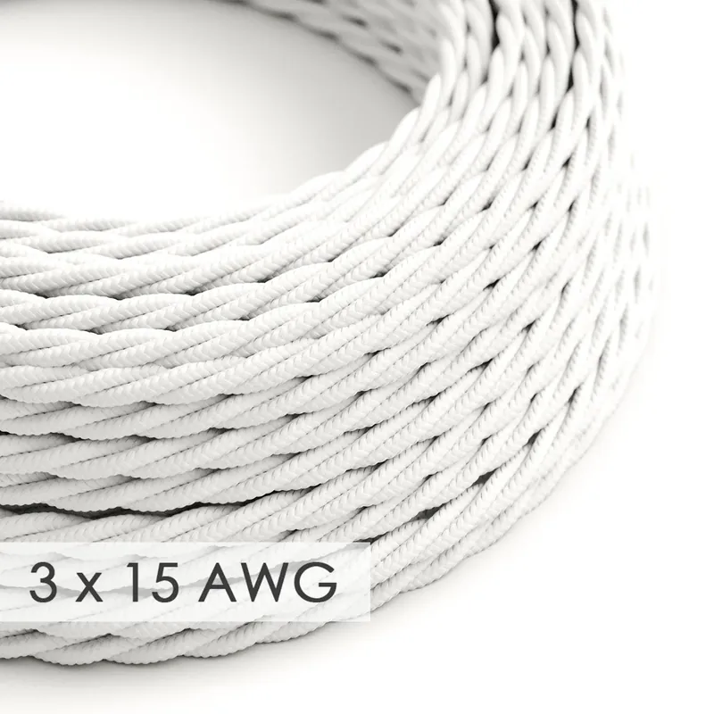 Consegna Rapida Extension Cord - Twisted White Rayon TM01 - 15/3 AWG