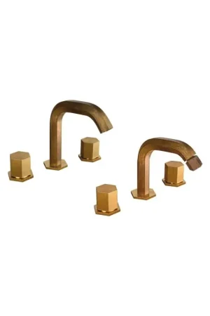 Acquista Ora Kit mitigeur lavabo et bidet 3 trous en laiton naturel modèle hexagonal Mamoli Hexagonal KITHEX2