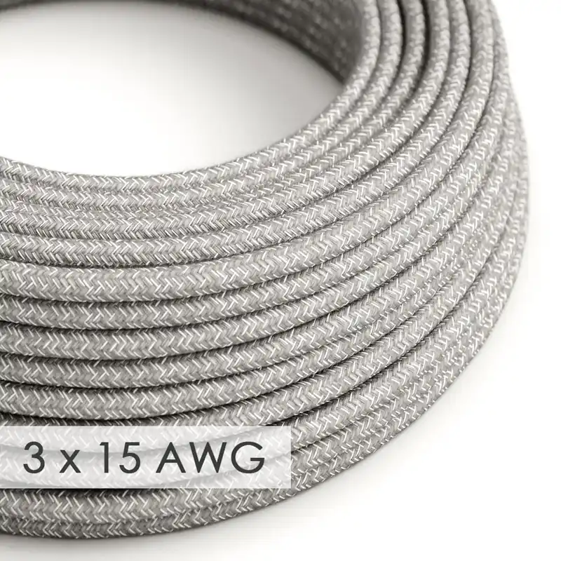 Extension Cord - Round Gray Linen RN02 - 15/3 AWG Quantità Limitata