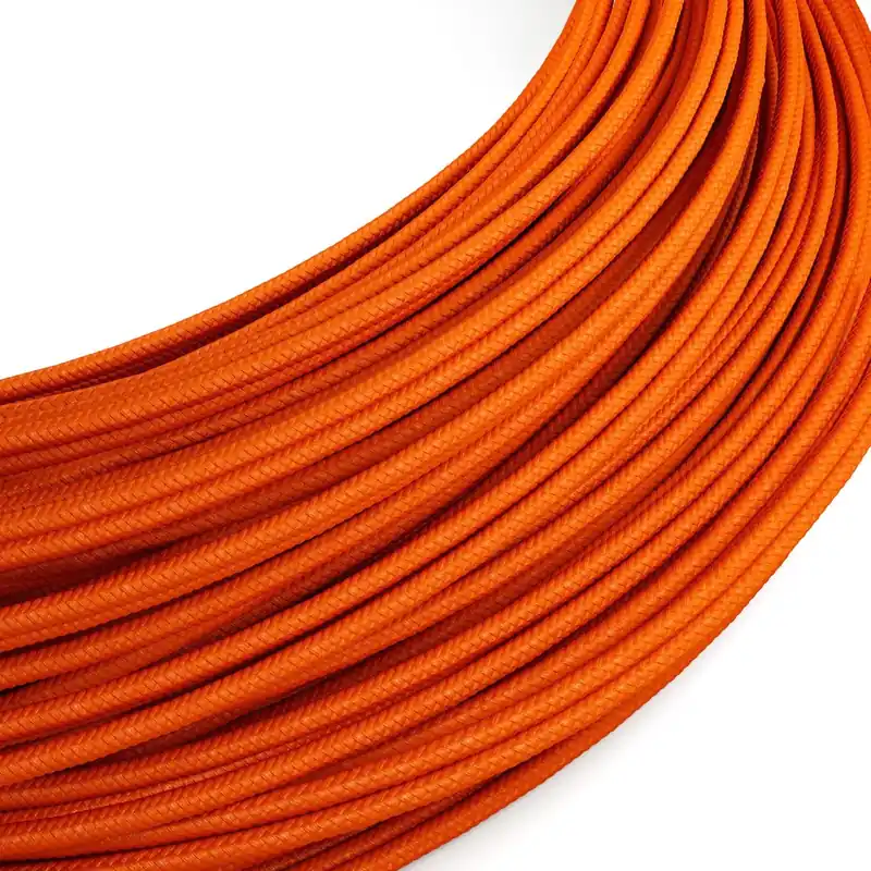Extra Low Voltage power cable coated in Orange RM15 silk-effect fabric. Soddisfatti O Rimborsati