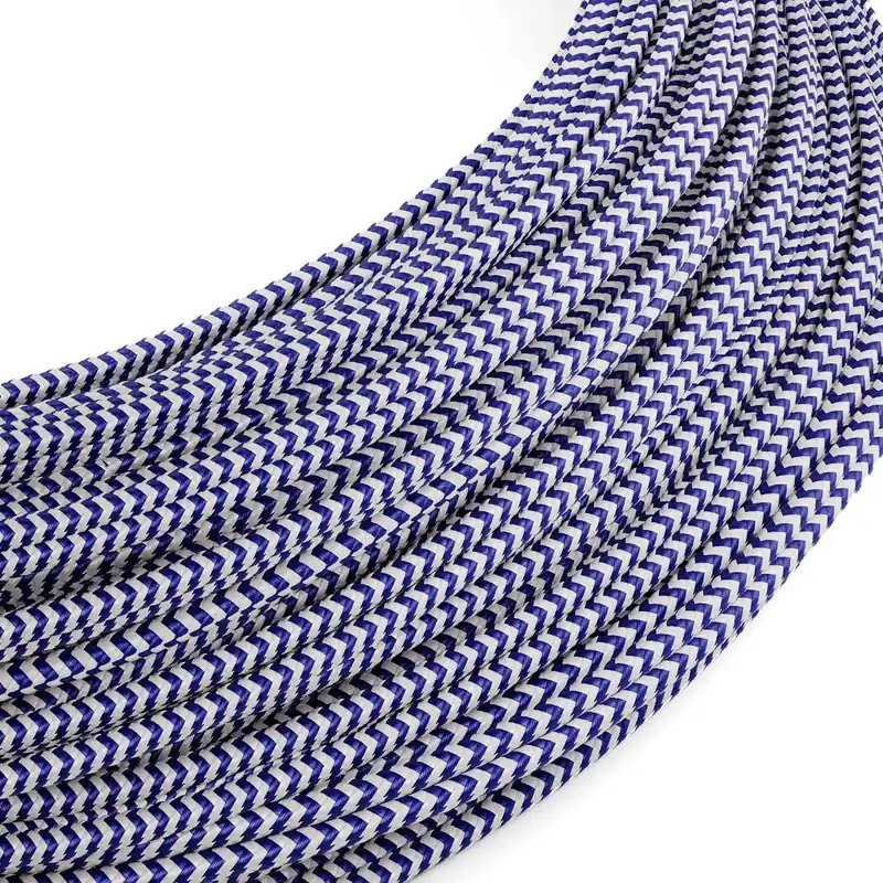 Consegna Rapida Extra Low Voltage power cable coated in ZigZag White and Blue RZ12 silk-effect fabric