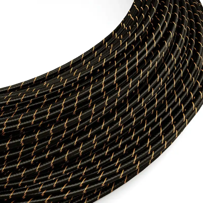 Extra-low-voltage power cable coated in Vertigo Black and Gold silk-effect fabric ERM42 Non Perdere