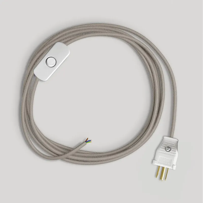 Cordset for lamp with dove-grey cotton cable, 6 ft Offerta Limitata