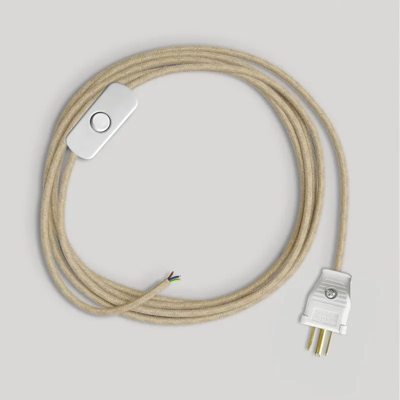 Cord set for lamp with neutral jute cable, 6 ft Saldi