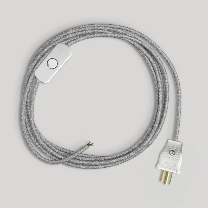Cord set for lamp with grey linen cable, 6 ft Nuovo Arrivo