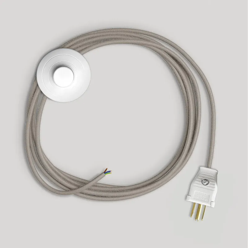 Offerta Limitata Cord set for lamp with dove-gray cotton cable 10 ft