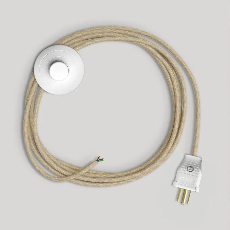 Cord set for lamp with natural jute cable, 10 ft Promozione Esclusiva