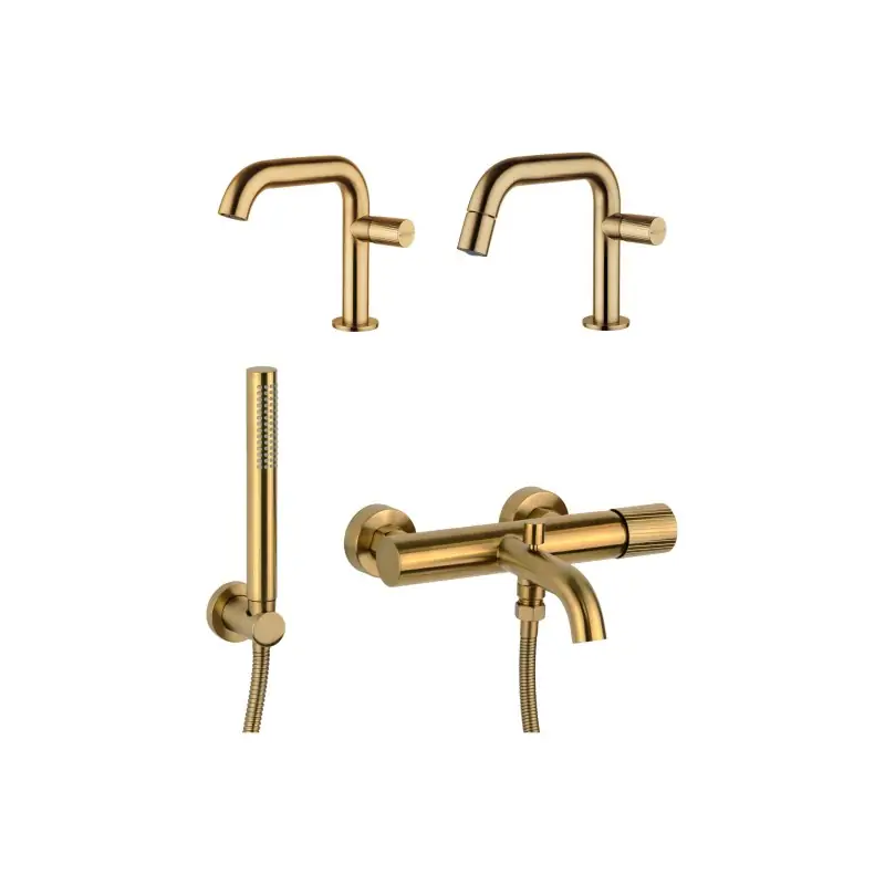 Compra Oggi Stesso Kit mitigeurs lavabo, bidet et baignoire couleur laiton brossé Mamoli Tuttodunpezzo KITTDPG6