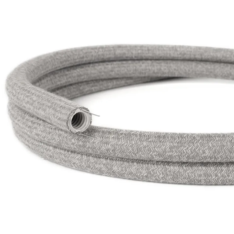 Creative-Tube flexible conduit, Grey Natural Linen RN02 fabric covering, 20 mm diameter Subito Disponibile
