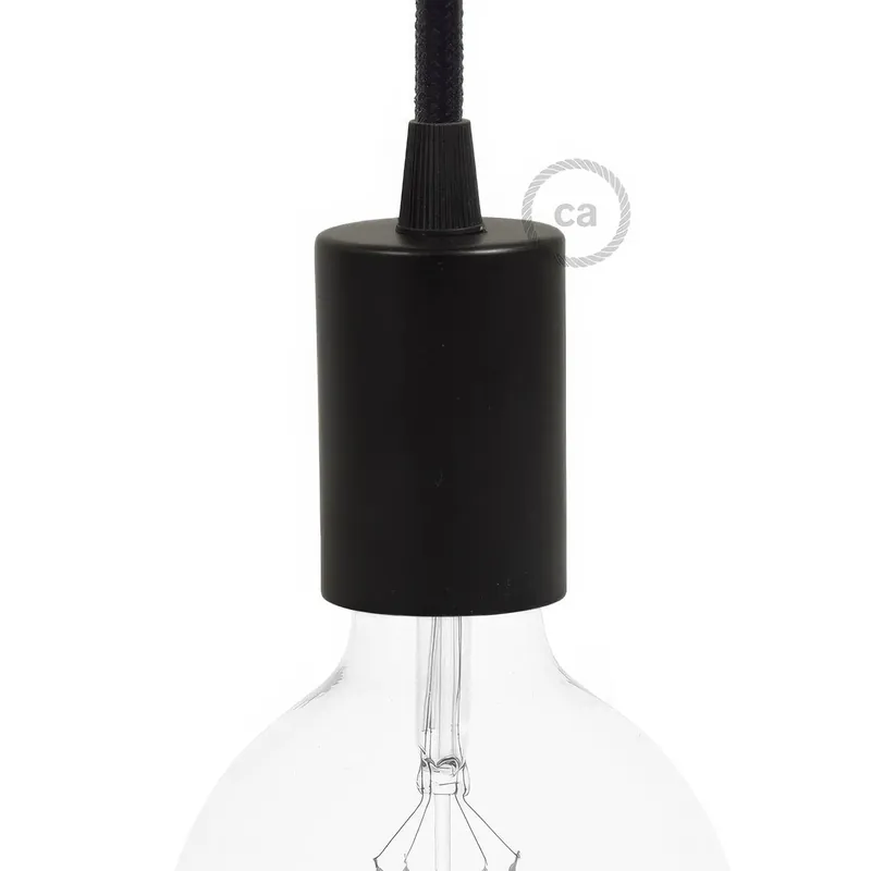 Consegna Rapida Flat Top Metal UL E26 light bulb socket kit - Black