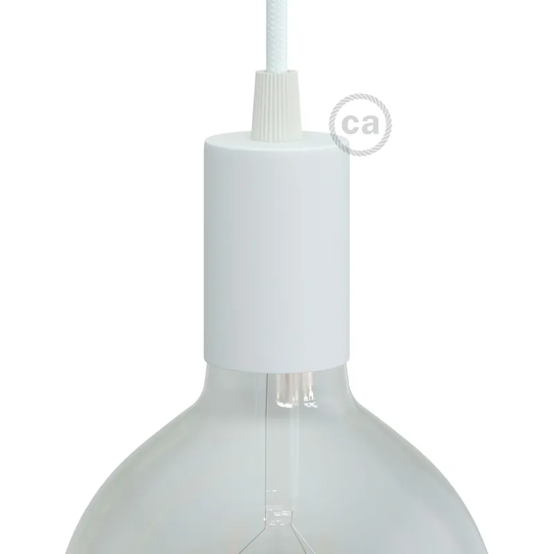 Flat Top Metal UL E26 light bulb socket kit - Matt white Non Perdere