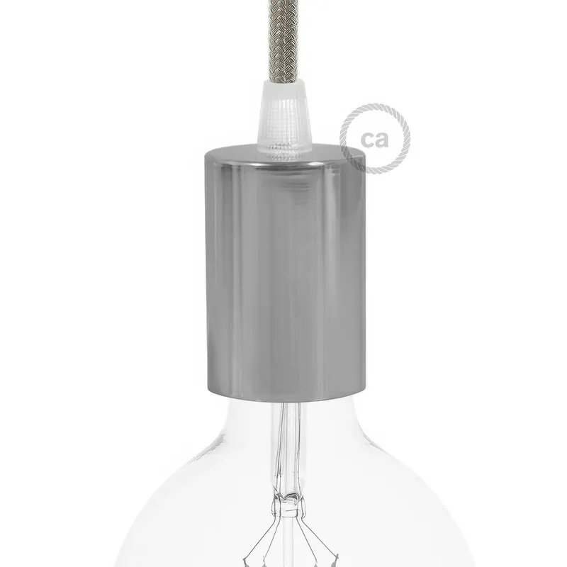 Flat Top Metal UL E26 light bulb socket kit - Chrome Bestseller