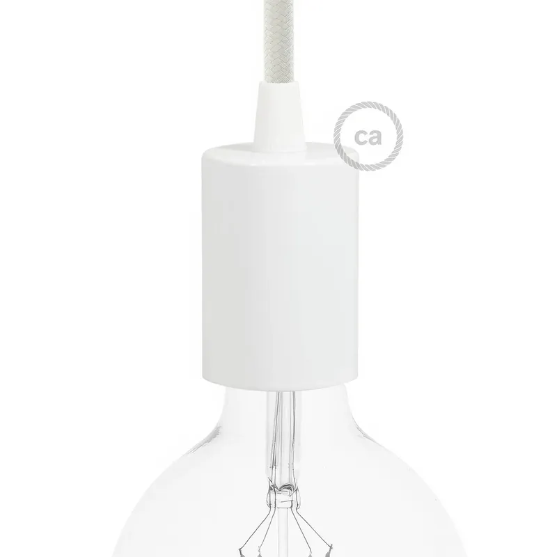 Flat Top Metal UL E26 light bulb socket kit - Glossy White Ordina Subito