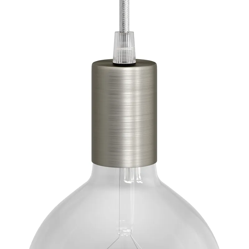 Non Perdere Flat Top Metal UL E26 Light Bulb Socket Kit - Brushed Titanium