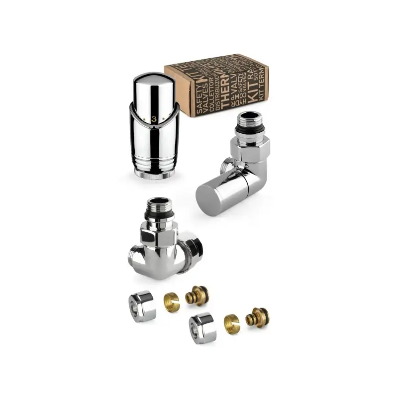 Pagamento Sicuro Kit de robinetterie d‘ameublement chromé avec vanne thermostatique à gauche et raccord tuyaux multicouches APM 130KC 015 M 16 12