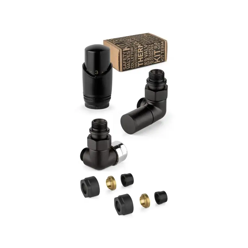 Kit robinet d‘ameublement noir et chromé avec vanne thermostatique à gauche APM 130KNN 015 R 12 Prezzo Ridotto