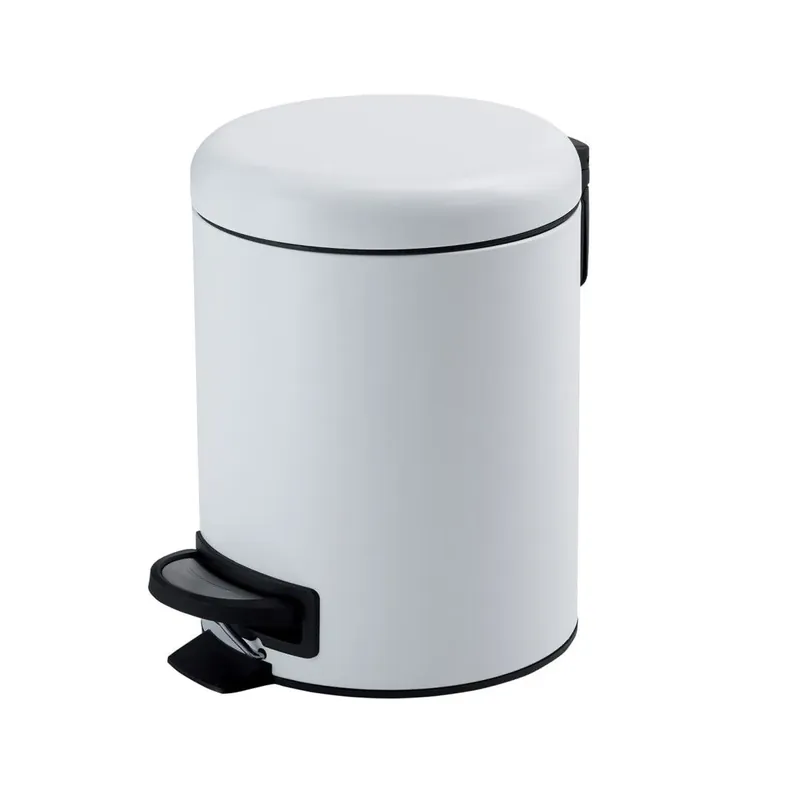 Pattumiera bagno rotonda apertura a pedale da 3 litri bianca soft close-acciaio inox Papaya Solo Oggi