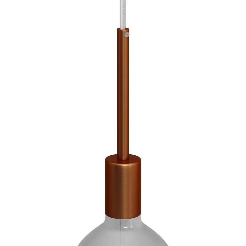 Prezzo Scontato Cylindrical metal UL E26 light bulb socket kit with 15 cm cable clamp - Brushed copper