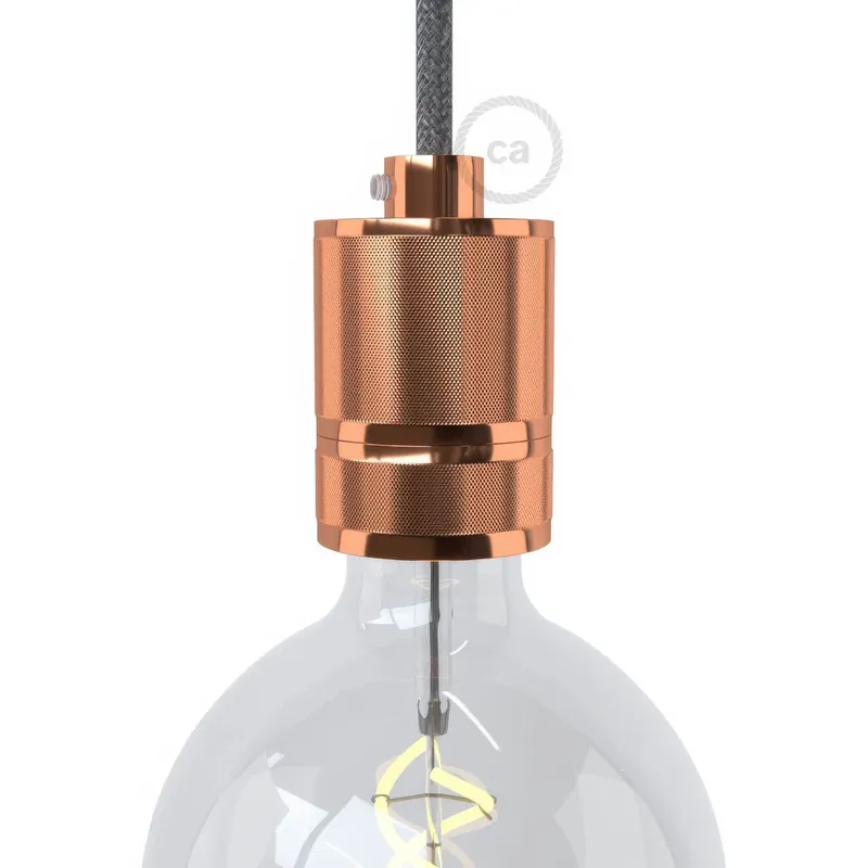 Compra Oggi Stesso Knurled aluminium single ferrule E26 light bulb socket kit - Copper